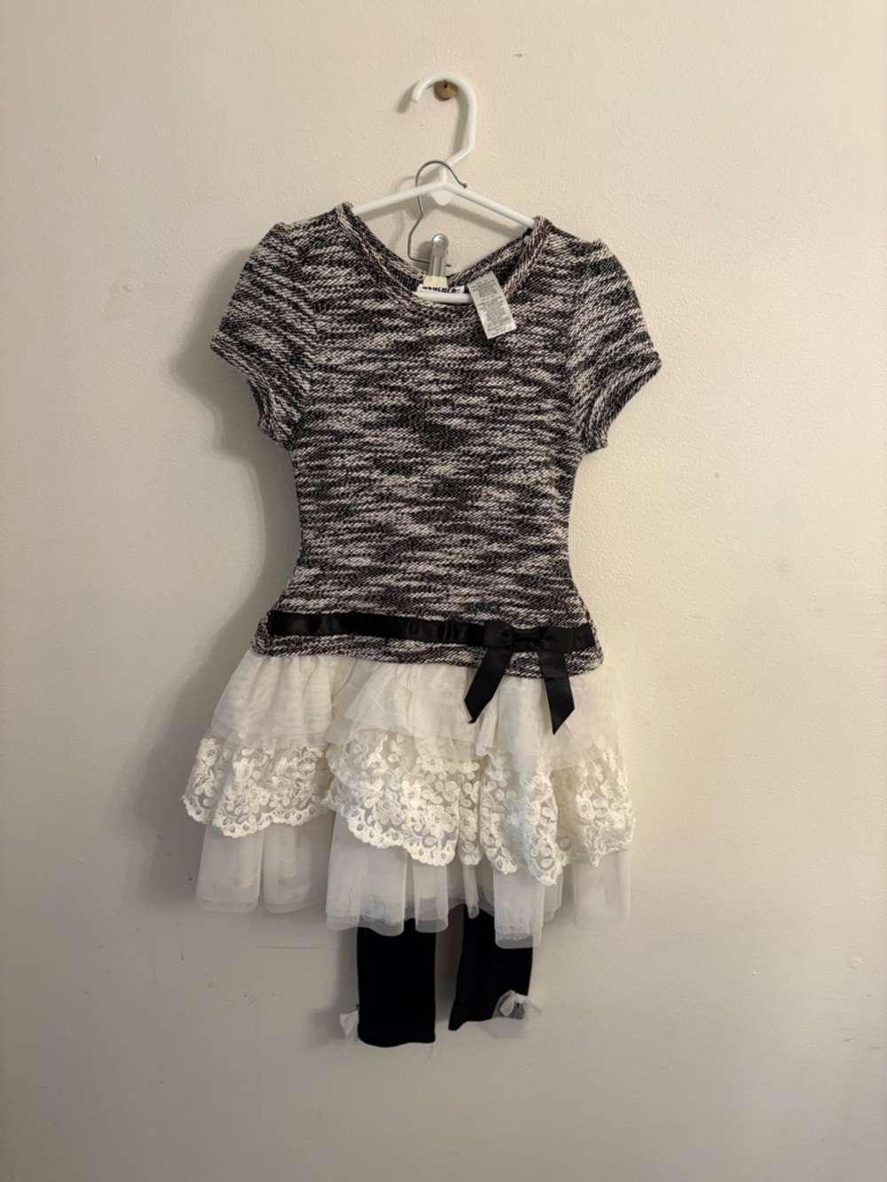 Blueberi Boulevard Black & White Marled Knit Top